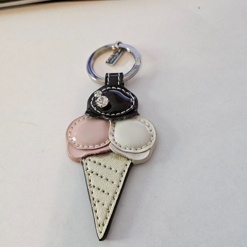 NEW Coach 63876 Ice Cream Cone Leather Crystal Key Ring Key Chain KeyFob Bag Cha - Picture 6 of 6